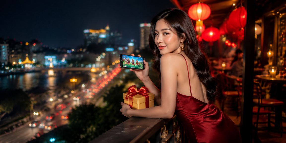 Người dùng tại Hà Nội ngồi cà phê buổi tối và truy cập casino trực tuyến trên điện thoại